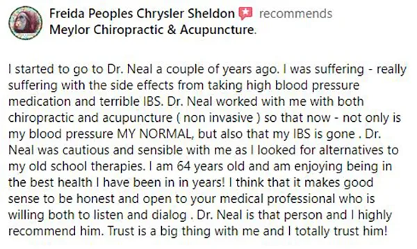 Chiropractic Des Moines IA Testimonials Freida P